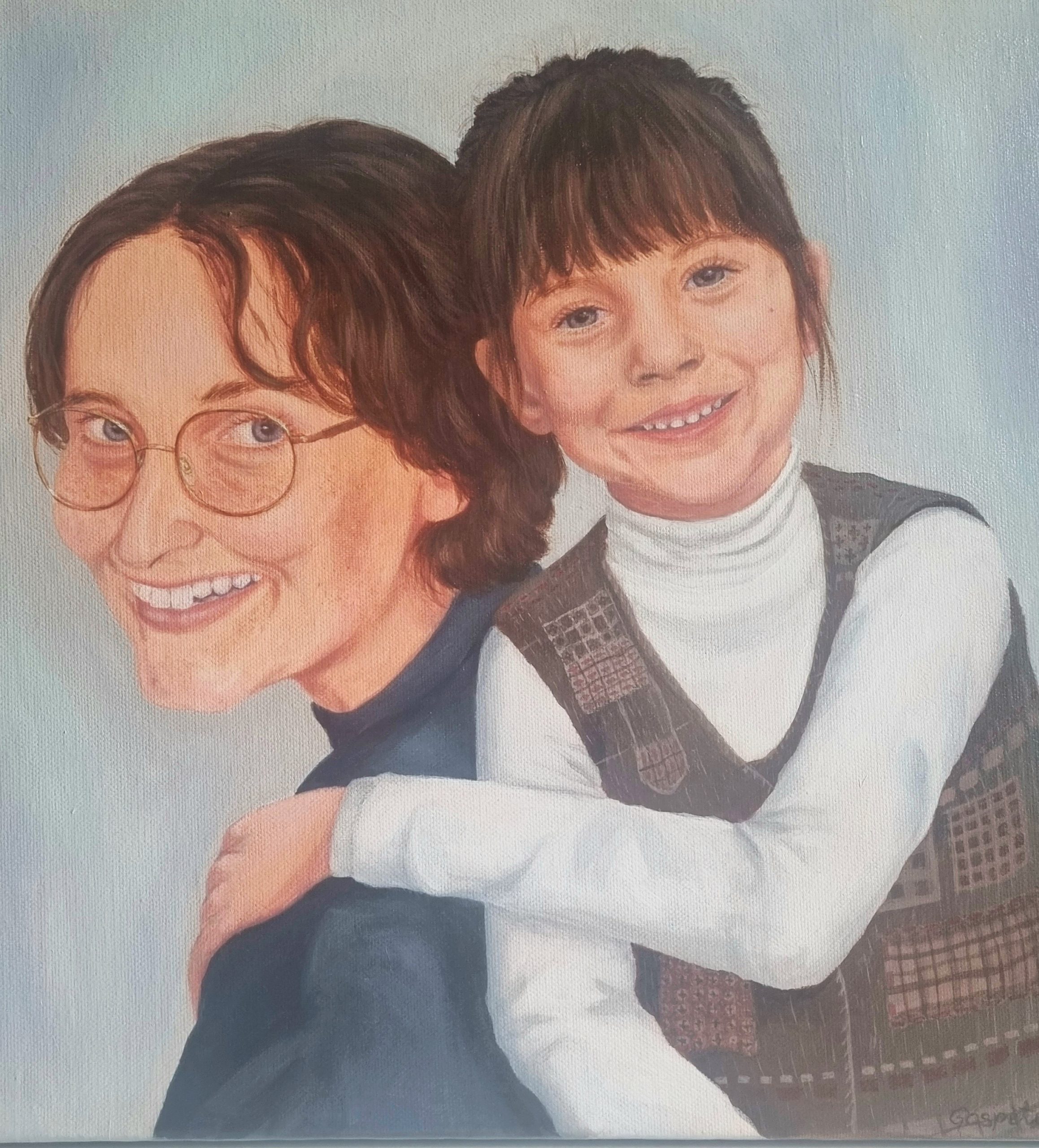 Katja Gospeti Art Studio Custom Acrylic Portrait of Aunt and Niece